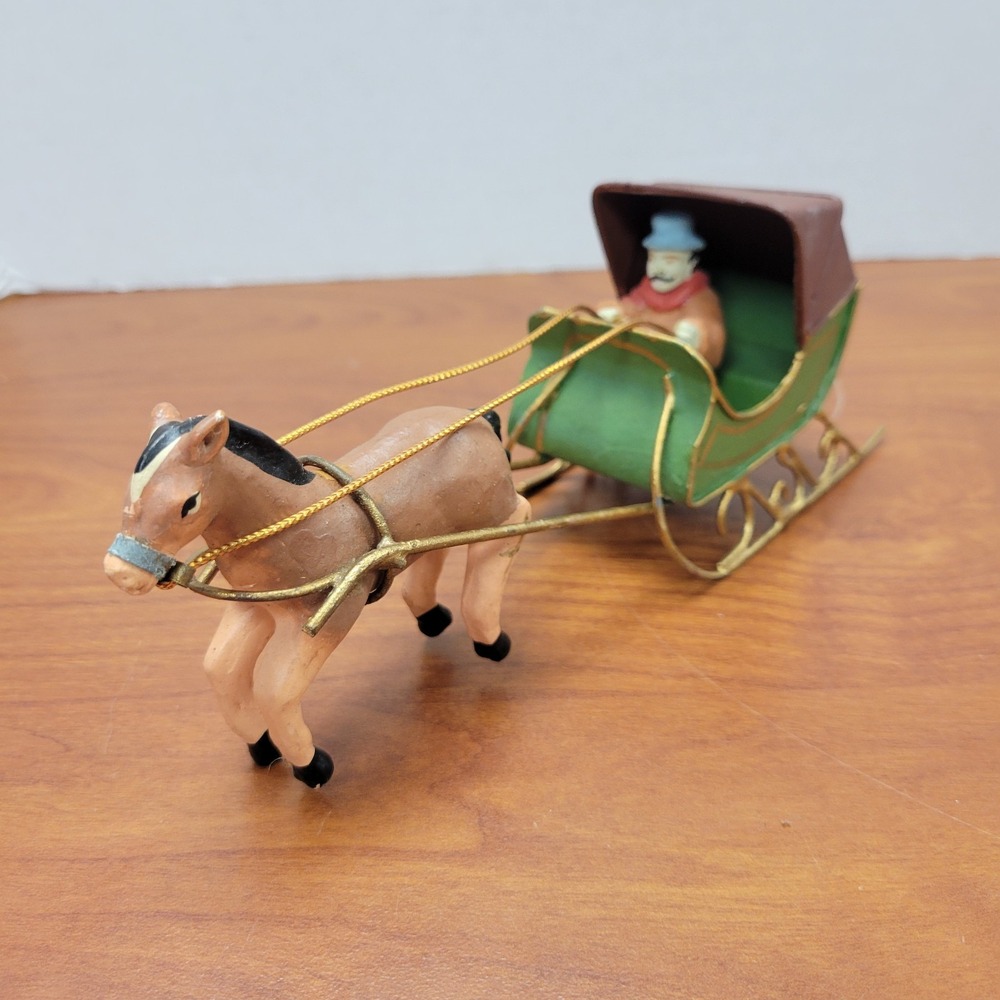 One Horse Open Sleigh Vintage figurine‎ handcrafted for Silvestri